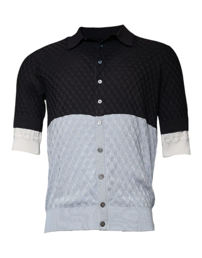 Dolce & Gabbana Multicolor Silk Button Down Collared T-shirt by Dolce & Gabbana