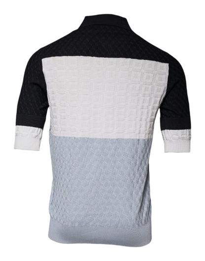 Dolce & Gabbana Multicolor Silk Button Down Collared T-shirt by Dolce & Gabbana