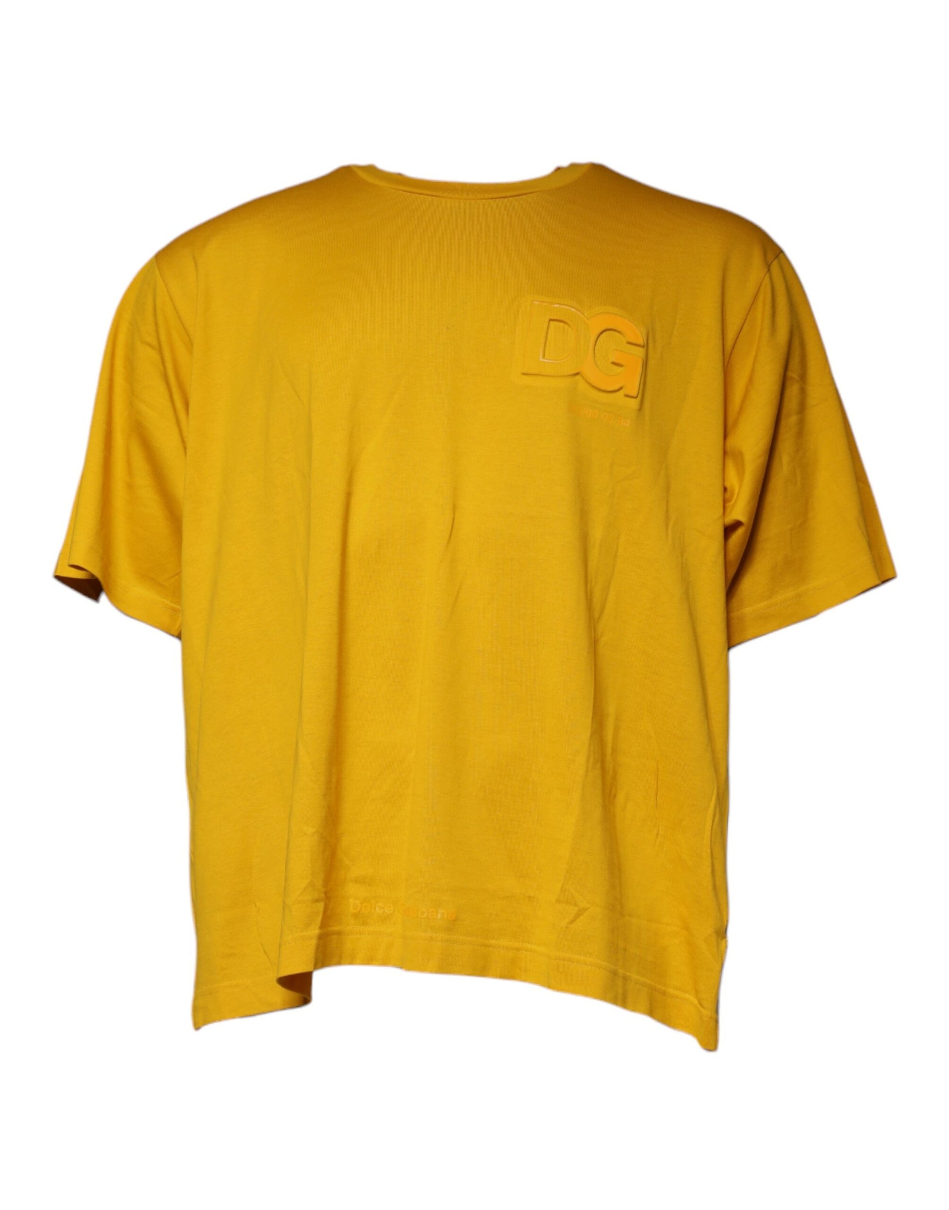 Dolce & Gabbana Mustard Embossed Logo Crew Neck T-shirt by Dolce & Gabbana
