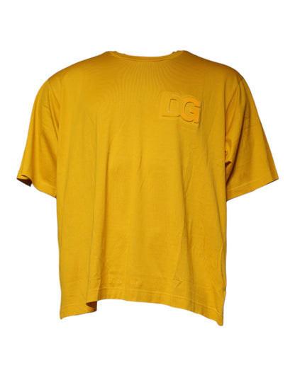 Dolce & Gabbana Mustard Embossed Logo Crew Neck T-shirt by Dolce & Gabbana
