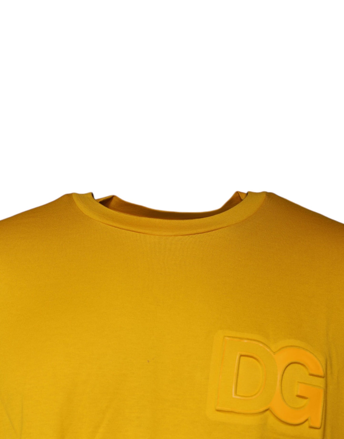 Dolce & Gabbana Mustard Embossed Logo Crew Neck T-shirt by Dolce & Gabbana