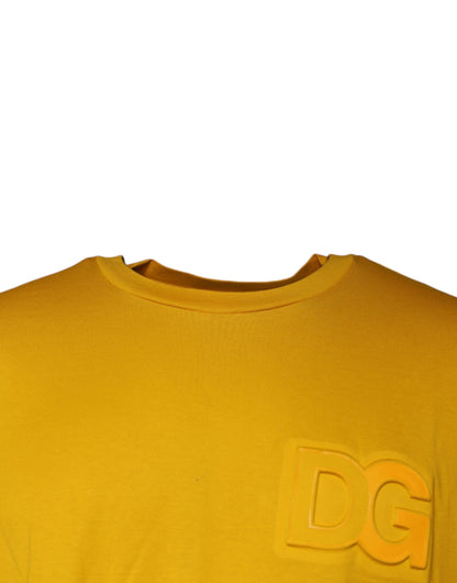 Dolce & Gabbana Mustard Embossed Logo Crew Neck T-shirt by Dolce & Gabbana