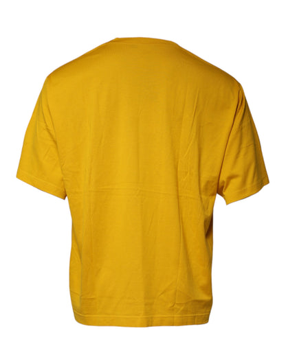 Dolce & Gabbana Mustard Embossed Logo Crew Neck T-shirt by Dolce & Gabbana