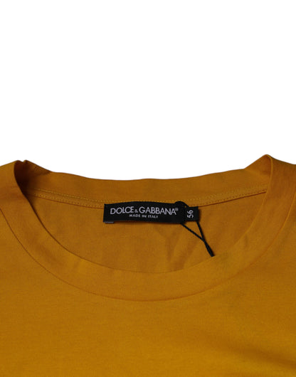 Dolce & Gabbana Mustard Embossed Logo Crew Neck T-shirt by Dolce & Gabbana