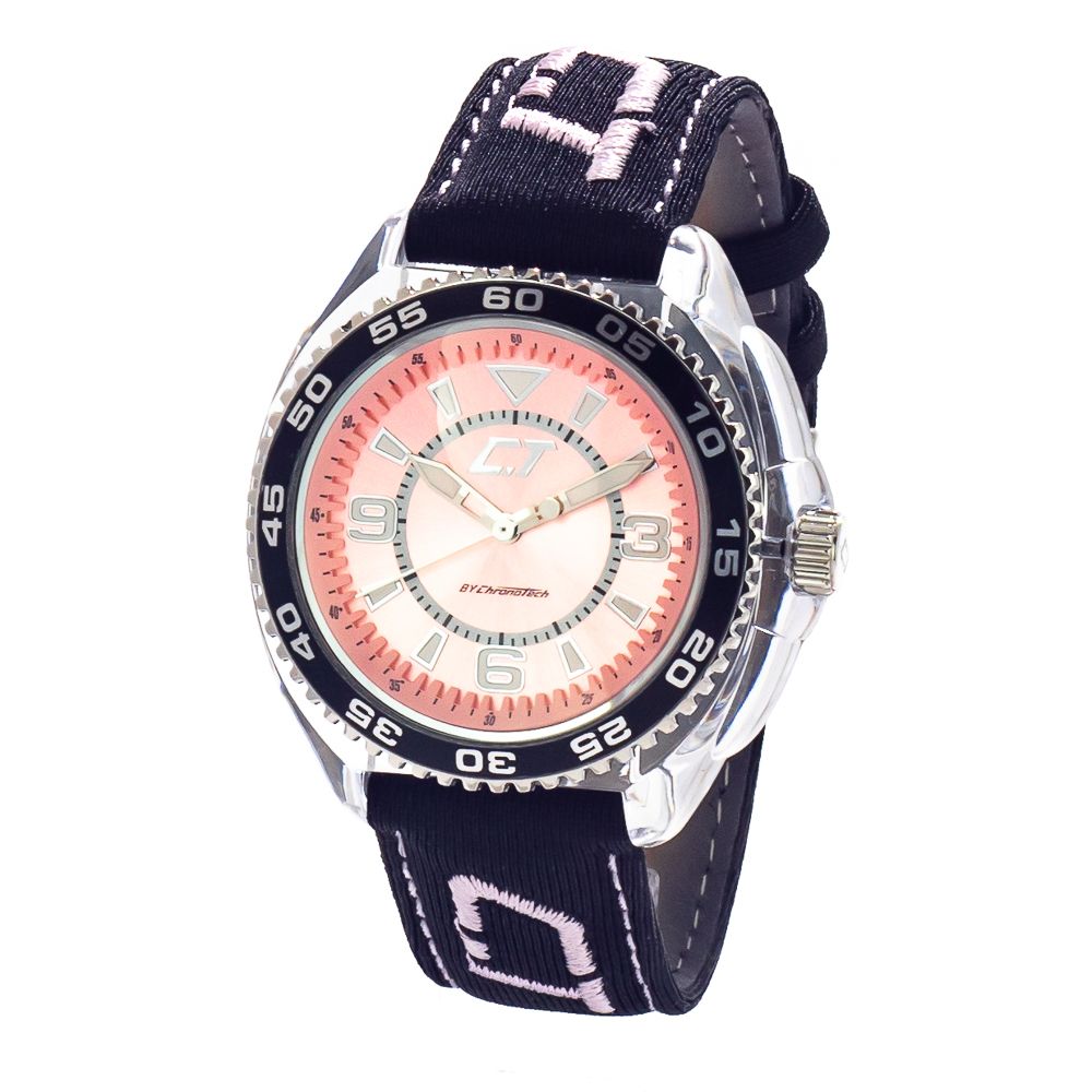 Montre Chronotech en cuir noir