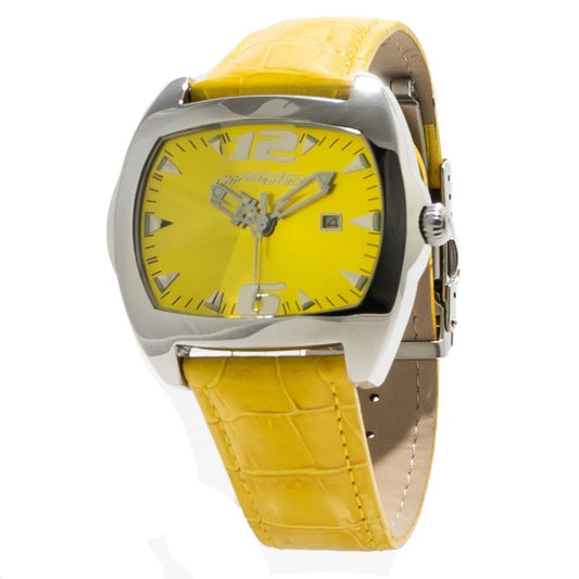 Montre Chronotech en cuir jaune