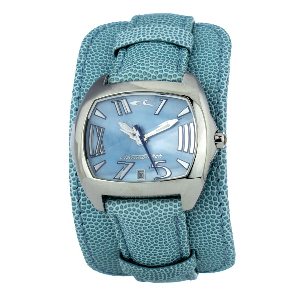 Montre Chronotech en cuir vert