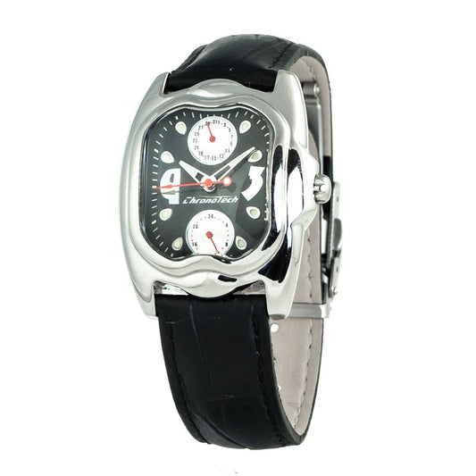 Montre Chronotech en cuir noir
