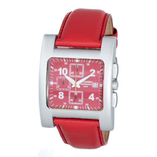 Montre Chronotech en cuir rouge