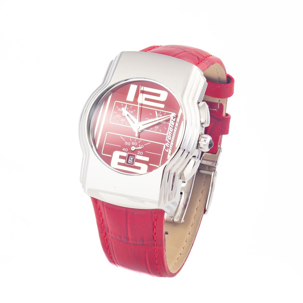 Montre Chronotech en cuir rouge