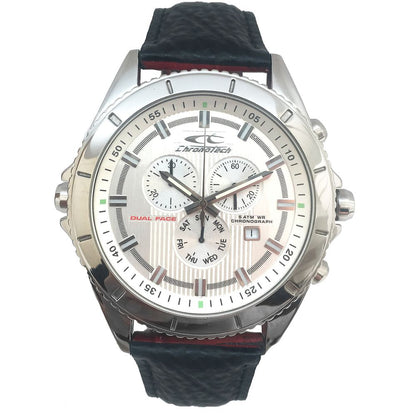 Montre Chronotech en cuir noir