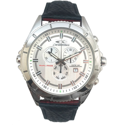 Montre Chronotech en cuir noir