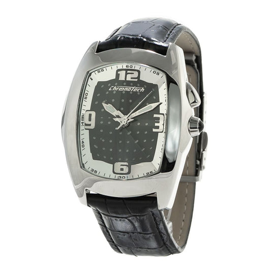 Montre Chronotech en cuir noir