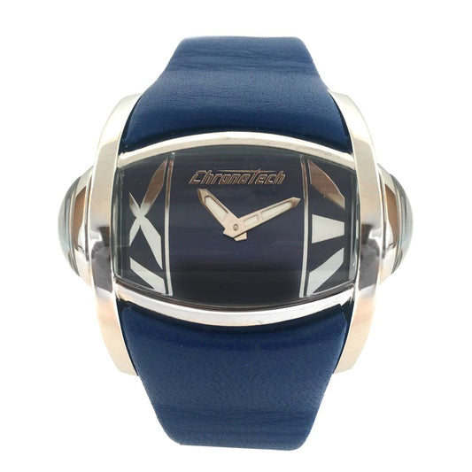 Montre Chronotech en cuir bleu
