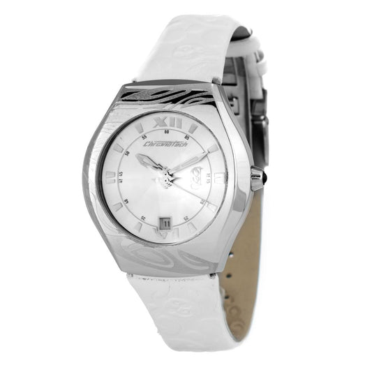 Montre Chronotech en cuir blanc