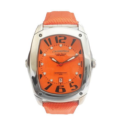 Montre Chronotech en cuir orange