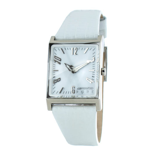 Montre Chronotech en cuir blanc