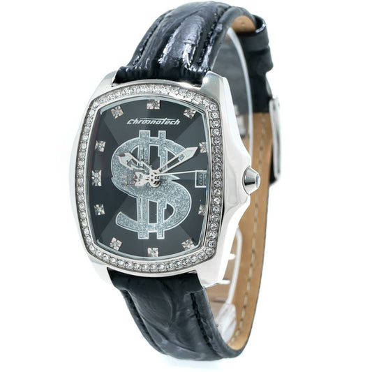 Montre Chronotech en cuir noir