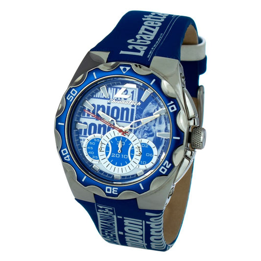 Montre Chronotech en cuir bleu