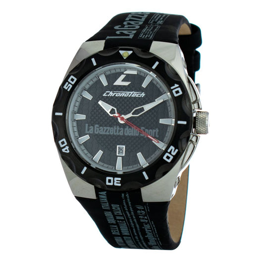 Montre Chronotech en cuir noir