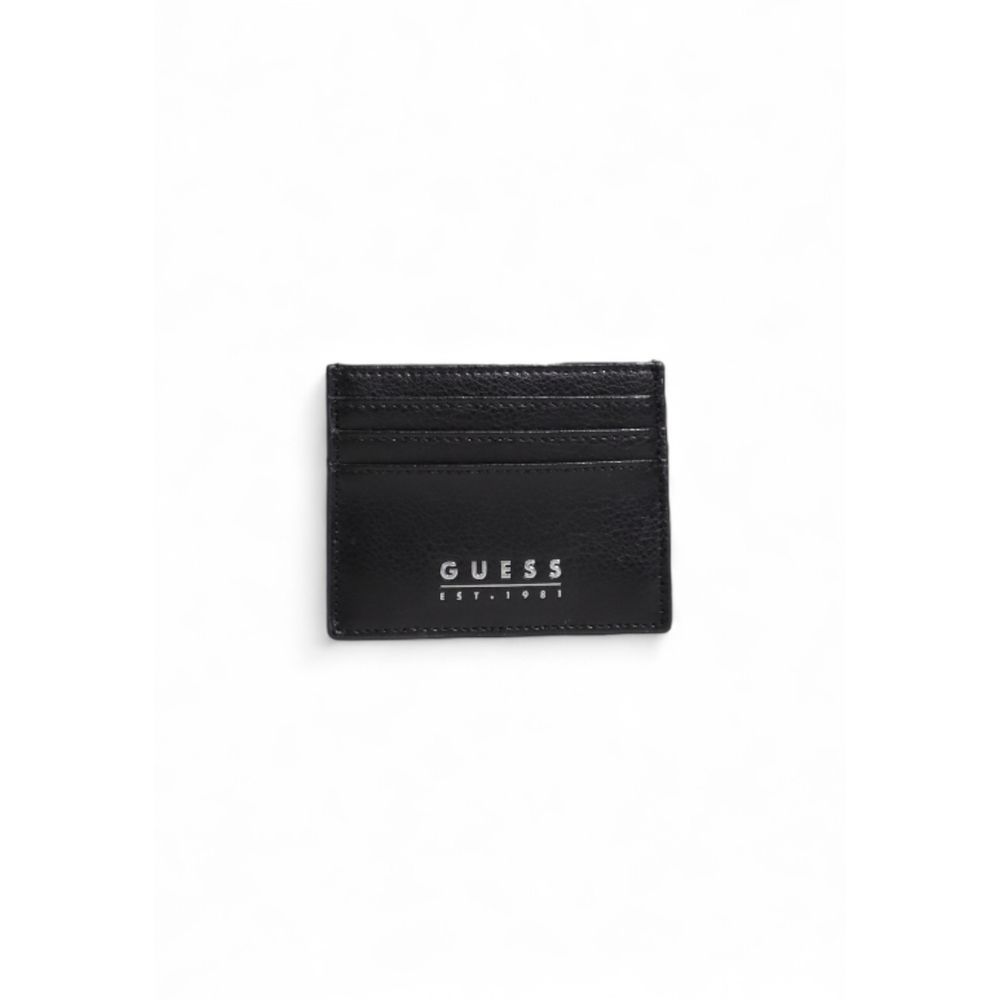 Portefeuille en cuir noir Guess