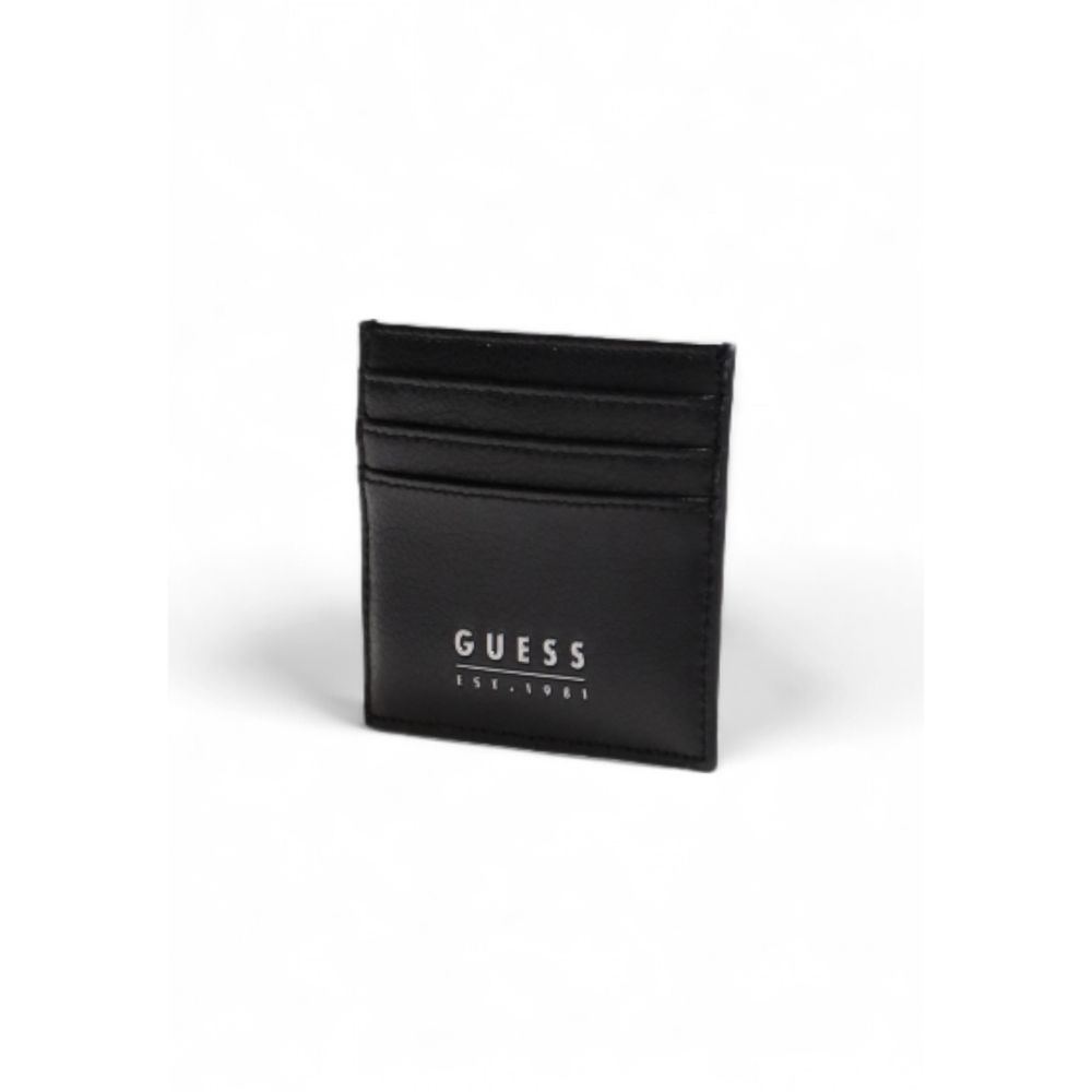 Portefeuille en cuir noir Guess