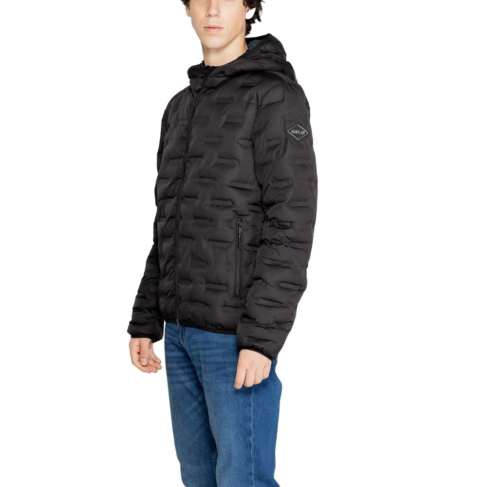 Replay Black Polyester Jackets & Coat by Replay