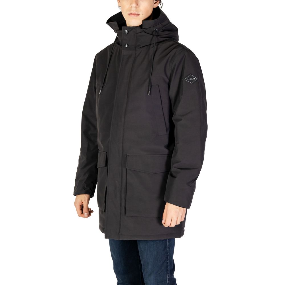 Replay Black Polyamide Parka by Replay