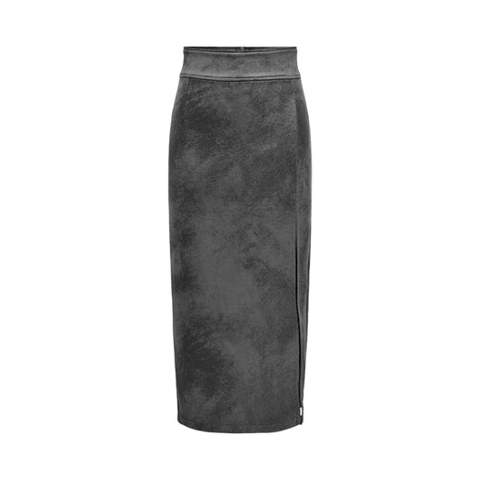 Jupe en cuir artificiel gris uniquement
