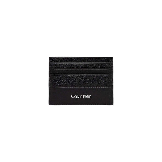 Porte-cartes en cuir noir Calvin Klein