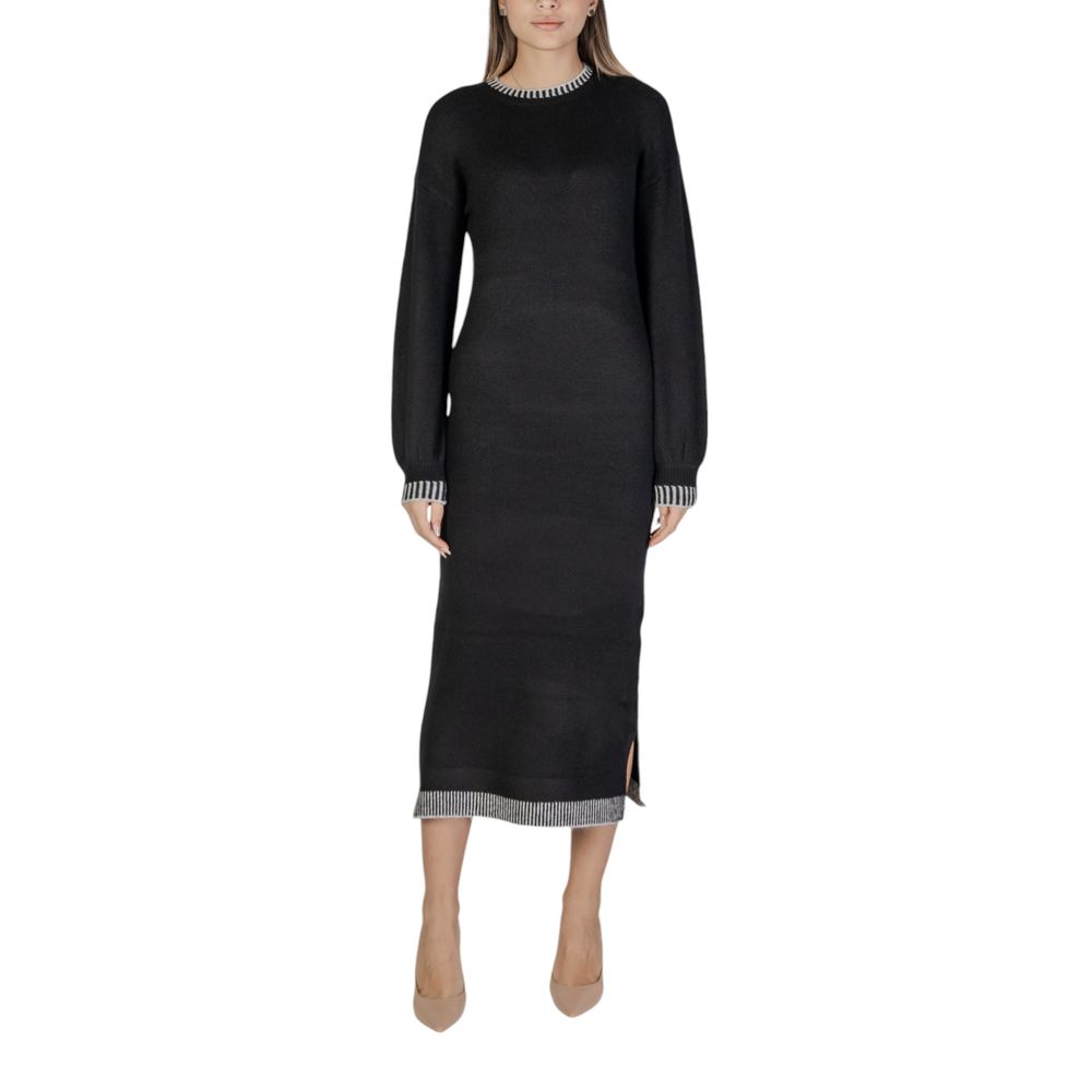 Vila Clothes Black Polyester Midi by Vila Clothes