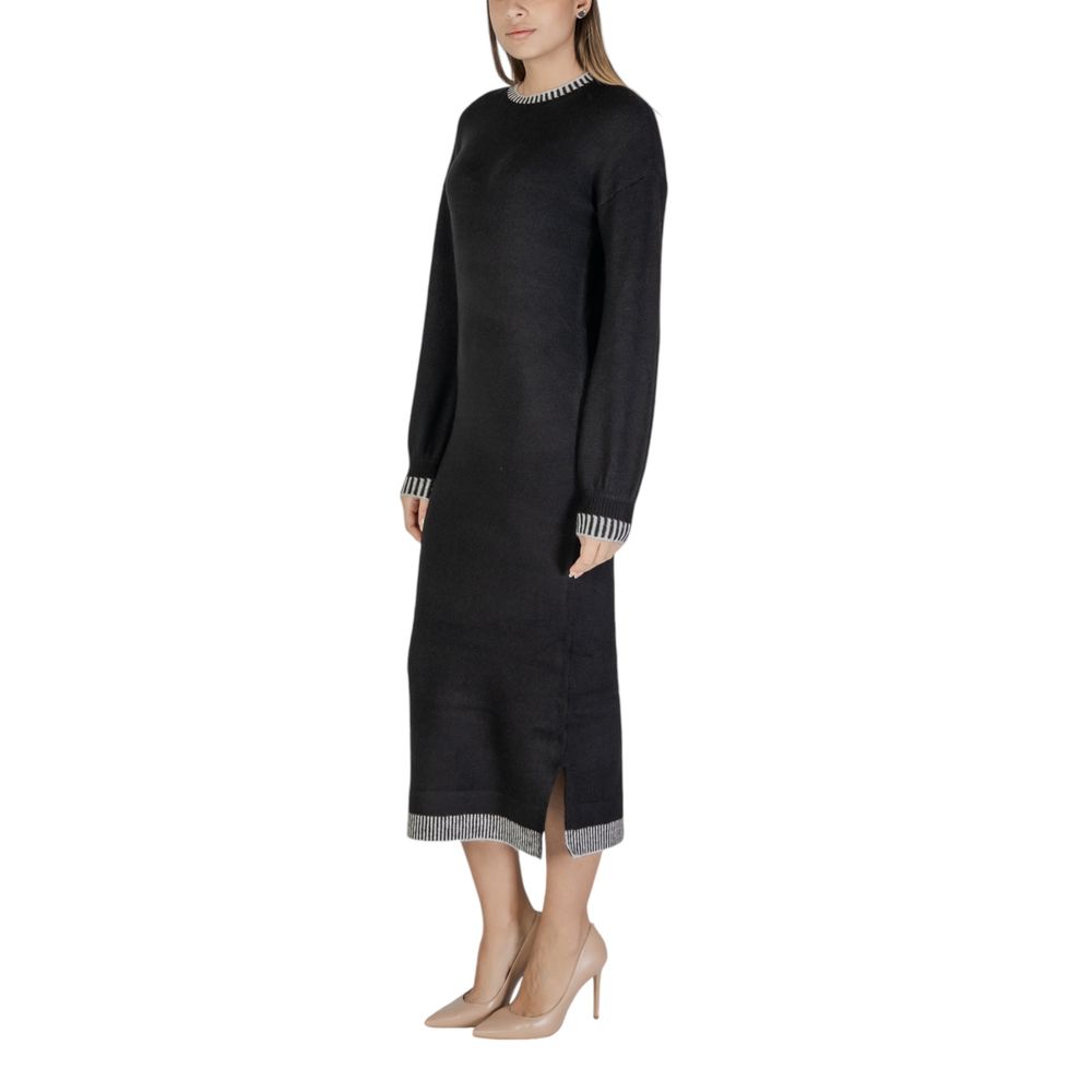 Vila Clothes Black Polyester Midi by Vila Clothes
