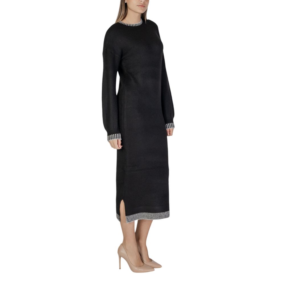 Vila Clothes Black Polyester Midi by Vila Clothes