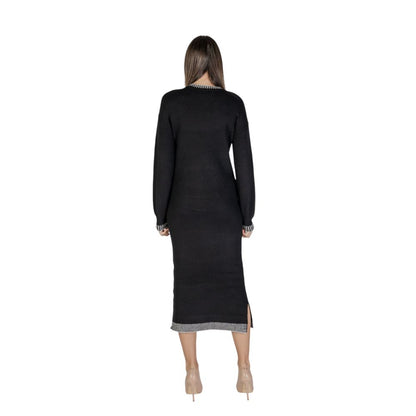 Vila Clothes Black Polyester Midi by Vila Clothes