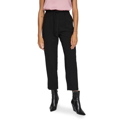 Vila Clothes Black Viscose Cropped Pant by Vila Clothes