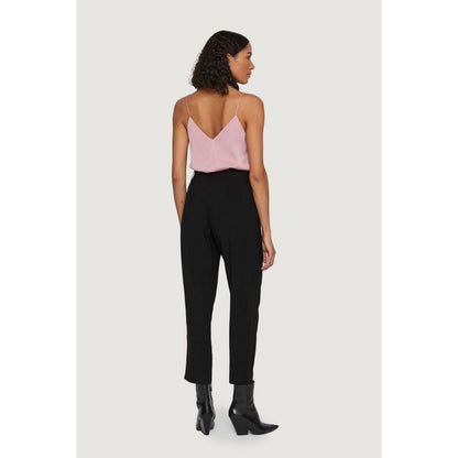 Vila Clothes Black Viscose Cropped Pant by Vila Clothes