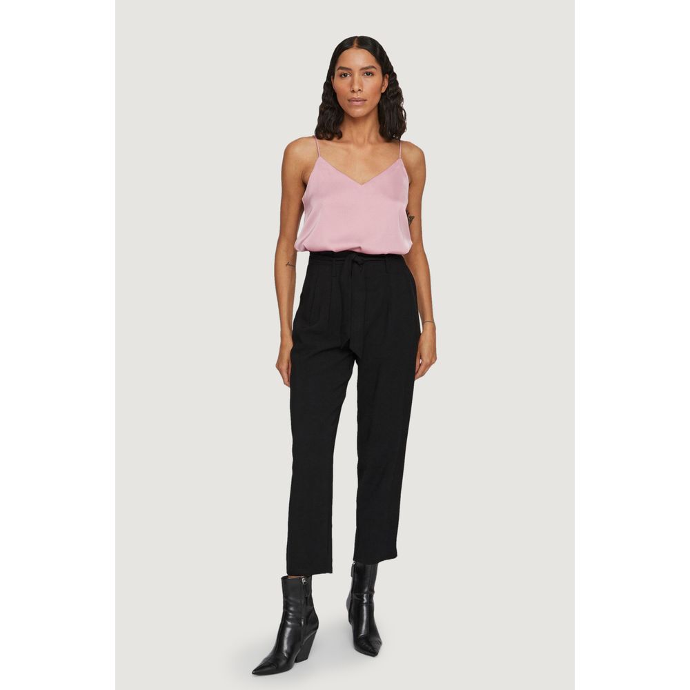 Vila Clothes Black Viscose Cropped Pant by Vila Clothes