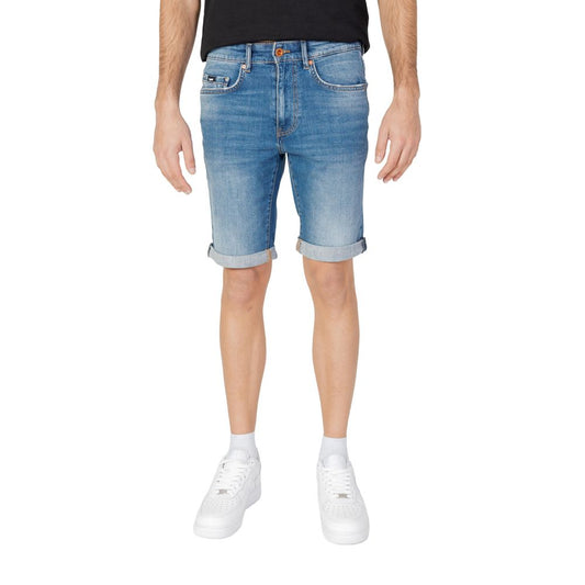 Short en coton bleu gaz