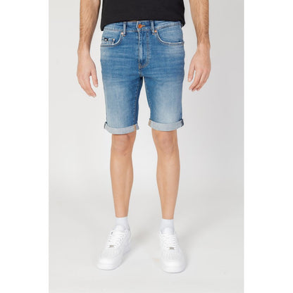 Short en coton bleu gaz