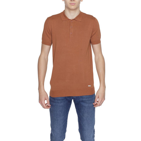 Polo en viscose marron Gianni Lupo