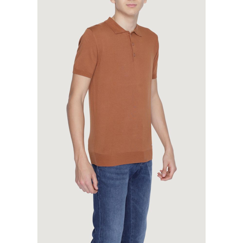 Polo en viscose marron Gianni Lupo