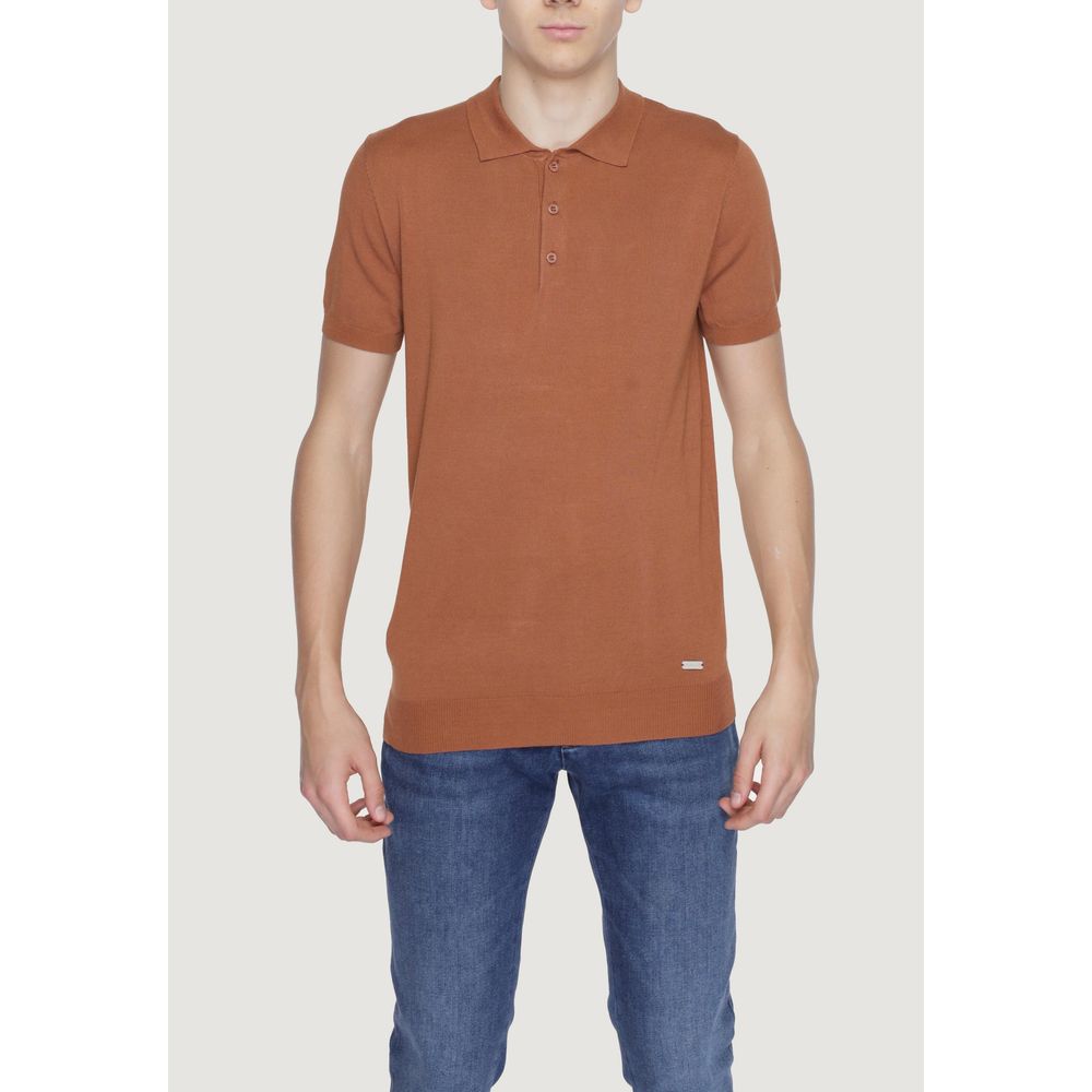 Polo en viscose marron Gianni Lupo