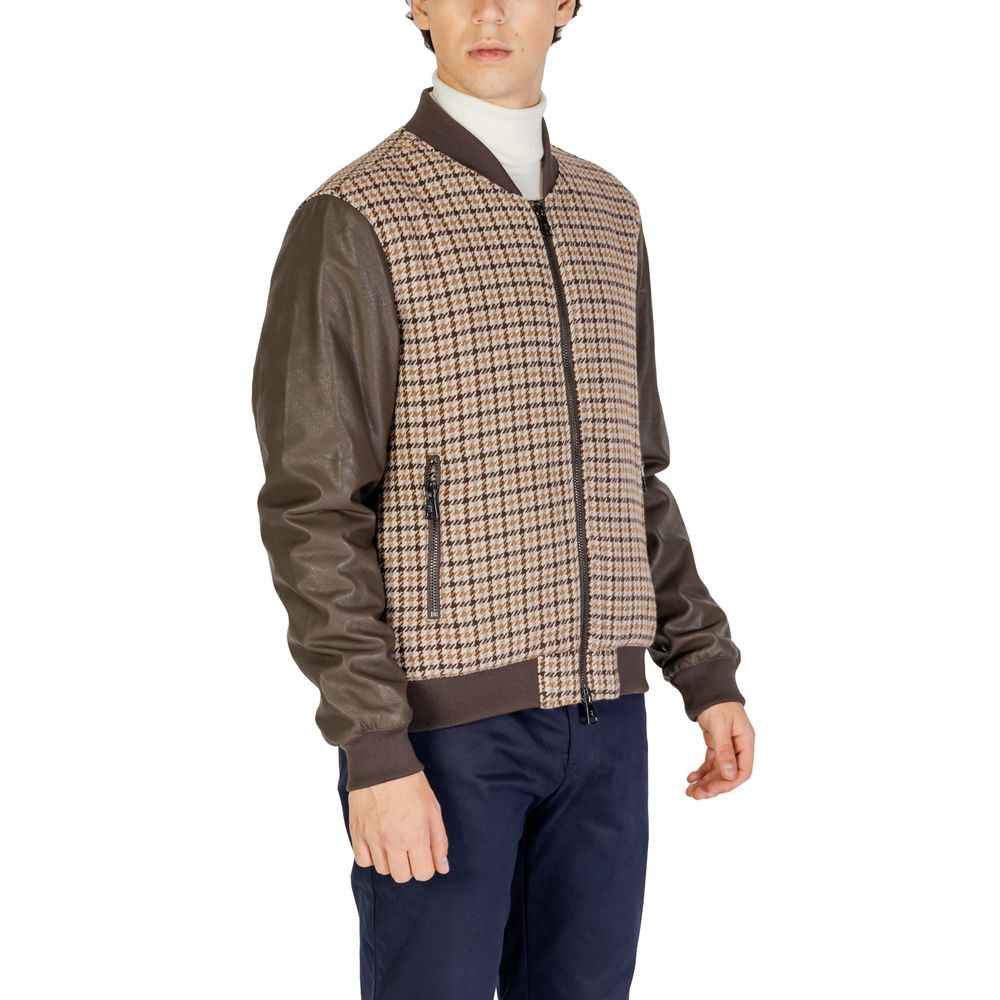 Gianni Lupo Brown Polyester Jackets & Coat