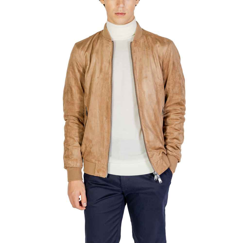 Gianni Lupo Beige Polyester Jackets & Coat