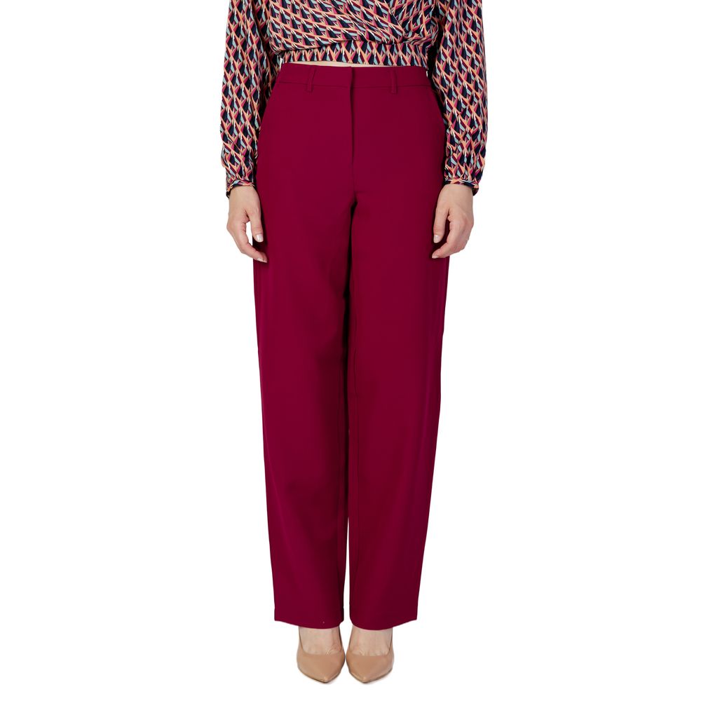 Vila Clothes Bordeaux Polyester Pant by Vila Clothes