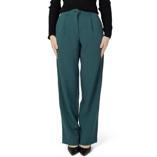 Vila Clothes Green Recycled Polyester Pant by Vila Clothes