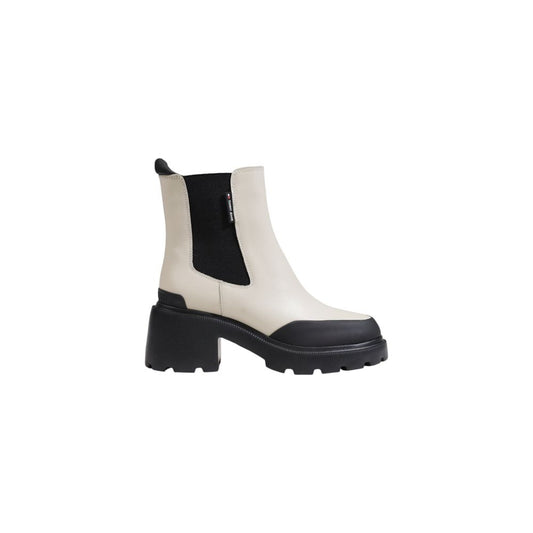 Tommy Hilfiger Jeans Beige Leather Ankle by Tommy Hilfiger Jeans