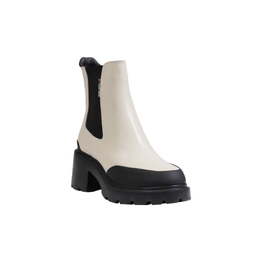Tommy Hilfiger Jeans Beige Leather Ankle by Tommy Hilfiger Jeans