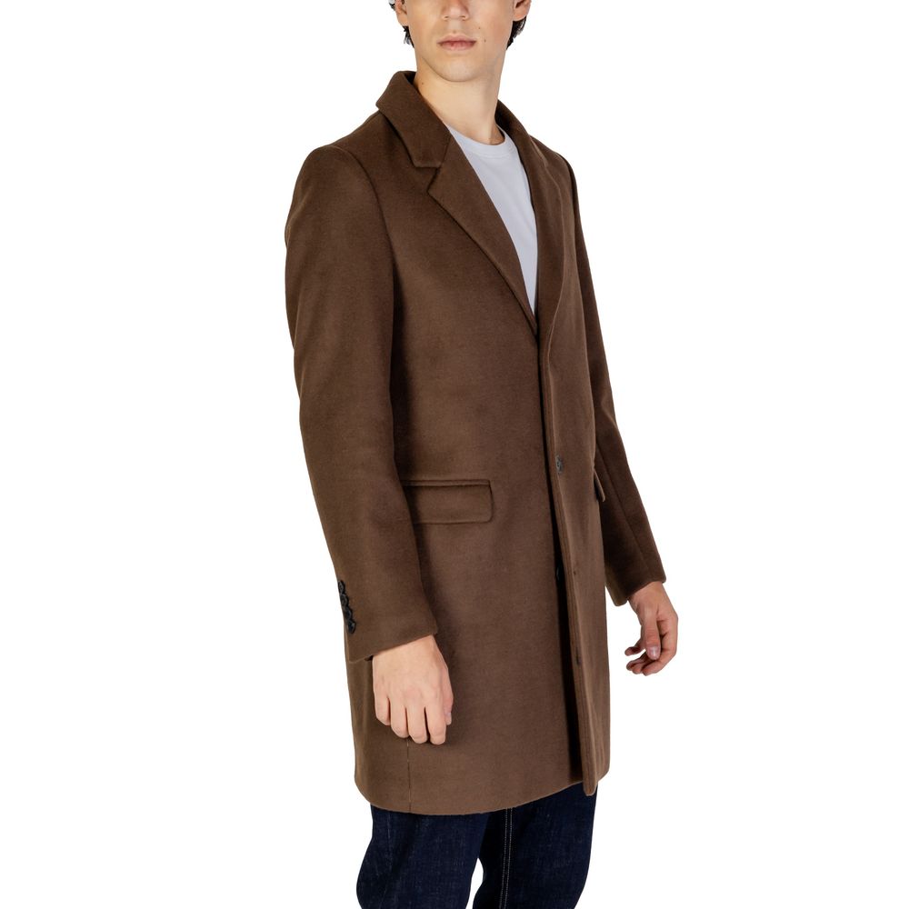 Antony Morato Brown Polyester Coat by Antony Morato
