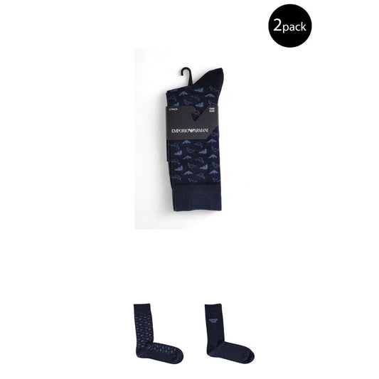 Chaussettes en coton bleu Emporio Armani Underwear